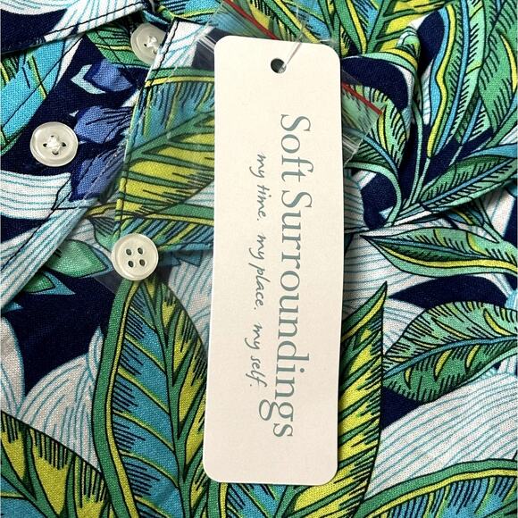 Soft Surrounding Jungle Leaf NWT Tropical Floral Size XL Longsleeve Button Shirt - Picture 6 of 8